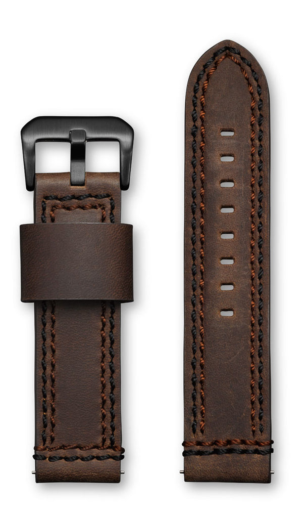 Aeromeister Amsterdam S36 Smooth jacket dark brown strap with black and brown stitching