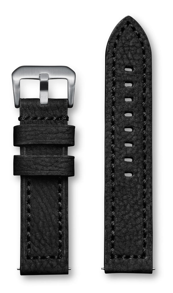 Aeromeister Amsterdam S35 Black nubuck buffalo leather strap with black stitching