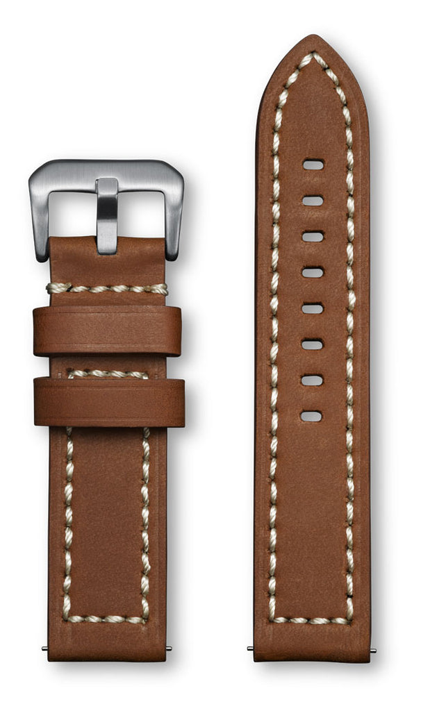 Aeromeister Amsterdam S10 Canyon Light brown leather strap with cream stitching