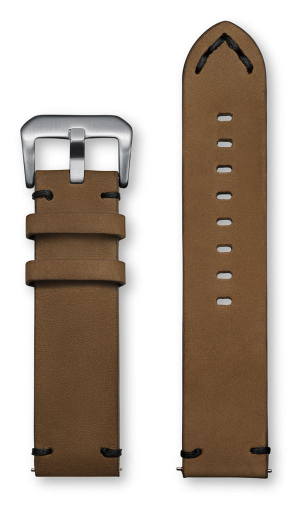 Aeromeister Amsterdam S42 Vintage oil taupe nubuck leather strap with black handstitching