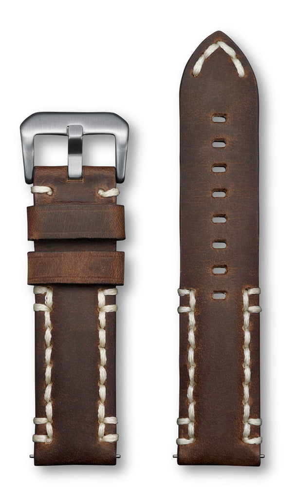 Aeromeister Amsterdam S21 Rodeo vintage brown leather strap with cream handstitching