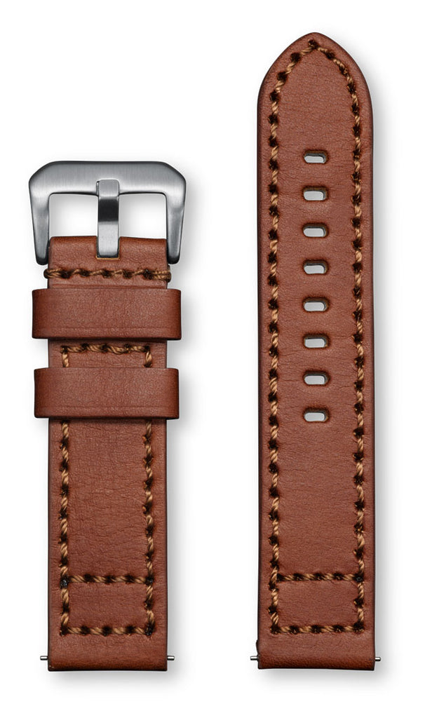 Aeromeister Amsterdam S44 Vintage oil medium brown nubuck leather strap with black stitching