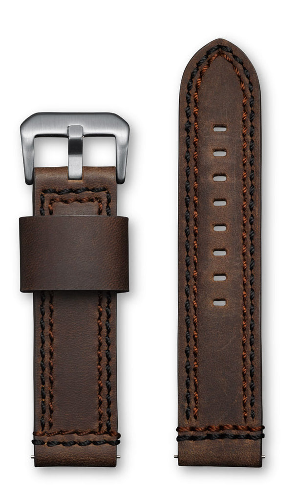 Aeromeister Amsterdam S36 Smooth jacket dark brown strap with black and brown stitching